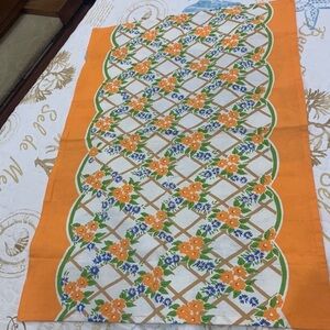 Tea towel orange and blue flowers 28”x 19.5”